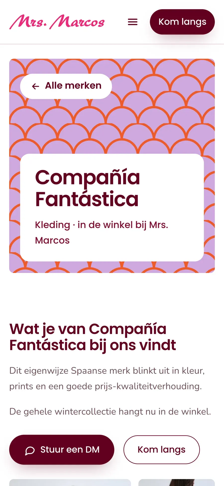 Merkpagina van Compañía Fantástica op een telefoon